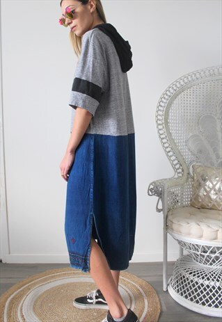 DRESS CONSISTING OF A LOW T-SHIRT COTTON VINTAGE FABRIC