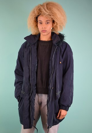 VINTAGE 90'S FAUX FUR TRIM PADDED PARKA