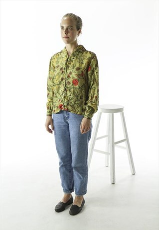 FLORAL LIGHT BLOUSE / SILK LONG SLEEVE BUTTON UP