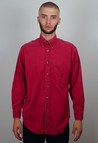 VINTAGE 90S NAUTICA WORKWEAR SHIRT RED