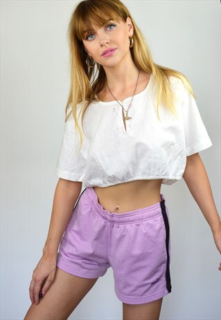 VINTAGE 90S LILAC PURPLE & BLACK STRIPE PUMA SPORT SHORTS