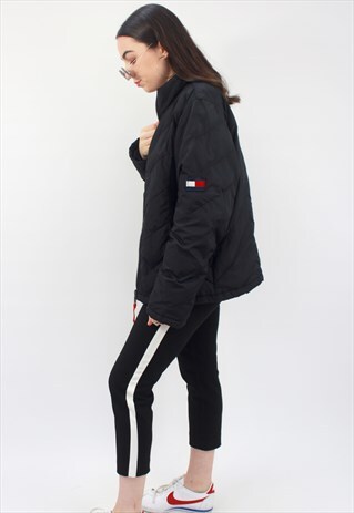 90'S RETRO BLACK QUILTED PUFFER JACKET