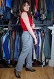 VINTAGE Y2K GLAM BAGGY STRAIGHT WARM LONG TROUSERS IN GREY