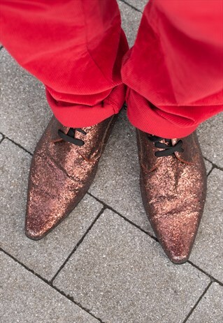 90'S VINTAGE FAITH COPPER GOLD GLITTER PARTY SHOES