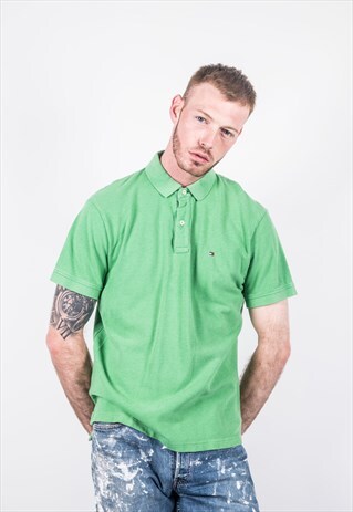 VINTAGE 1990S GREEN TOMMY HILFIGER POLO SHIRT