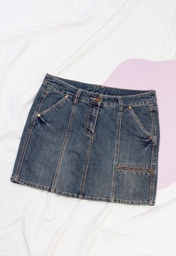 Vintage Denim Skirt Y2K Rave Middle Rise Mini