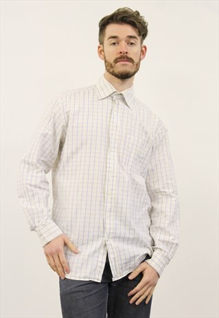 VINTAGE WHITE AND BLUE CHECKED TOMMY HILFIGER SHIRT