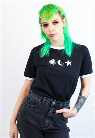 OVERSIZED RINGER TSHIRT WITH CELESTIAL MOTIF