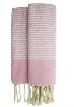 Beach Towel Pink Stripes Fouta