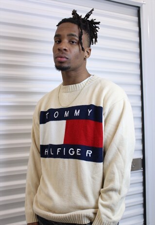 RARE BIG FLAG KNIT JUMPER SWEATSHIRT SPELLOUT