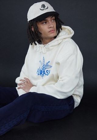 CREAM HOODIE WITH LOFI FLOWER DESIGN
