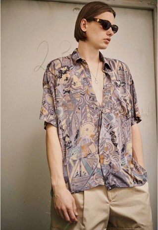 PRINTED PATTERNED SILK SHIRT FROM 90S