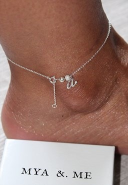 A Initial Anklet 925 Sterling Silver