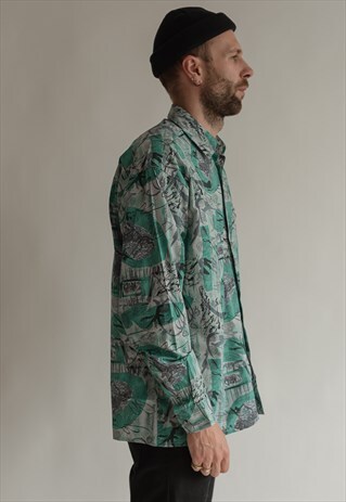 VINTAGE 80S GREEN LONG SLEEVE SHIRT