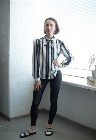 VINTAGE 70'S STRIPED BOW BLOUSE