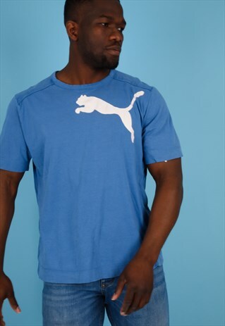 VINTAGE PUMA T-SHIRT IN BLUE NT41B