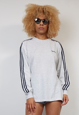 VINTAGE 80'S ADIDAS LIGHT GREY LONG-SLEEVE T-SHIRT