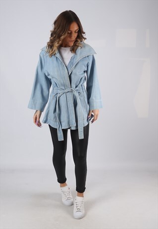 DENIM JACKET OVERSIZED FADED GLORY LONGLINE UK 12 (CKCZ)