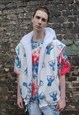 COW FLEECE GILET HANDMADE REVERSIBLE ANIMAL PRINT JACKET