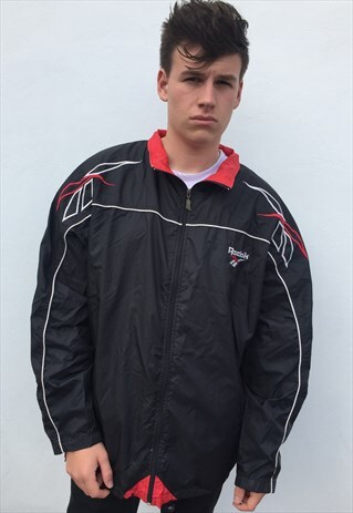 VINTAGE BLACK REEBOK WINDBREAKER JACKET