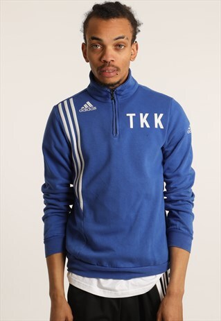 VINTAGE ADIDAS EMBROIDERED LOGO 1/4 ZIP SWEATSHIRT