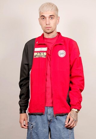 VINTAGE 90'S ADIDAS FOOTBALL RED SPORTS JACKET