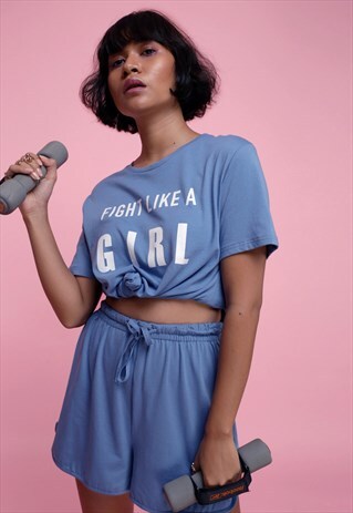 SOLID BLUE T-SHIRT AND SHORTS CO-ORDS