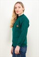 VINTAGE 90'S WOMEN RIB KNIT SWEATER IN GREEN