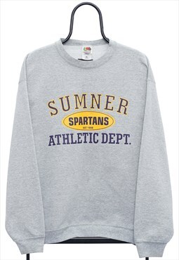 Vintage 90s Spartans Graphic Grey Sweatshirt Mens