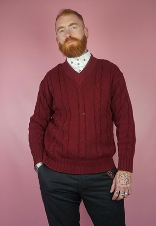 VINTAGE 1980S RED KNIT JUMPER