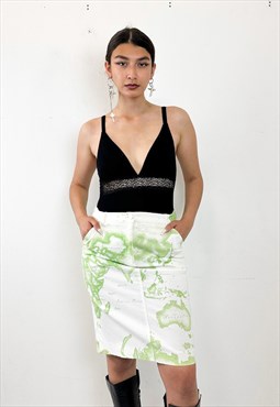 Vintage 90s 1 Classe green and white skirt 