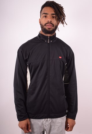 NIKE MENS VINTAGE TRACKSUIT TOP JACKET MEDIUM BLACK 90S