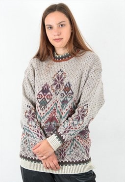 Vintage Bogner Wool M Women's Sweater Knit Jumper Snowflake