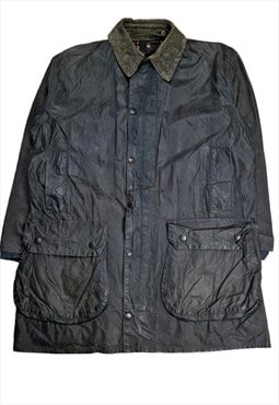 1990's Barbour Border Wax Cotton Jacket 3 Crest Size Large