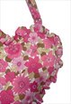 PINK FLORAL RUFFLE HEART TOTE BAG