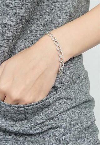 STONE SET INFINITY STERLING SILVER BRACELET