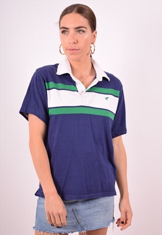 WRANGLER WOMENS VINTAGE POLO SHIRT LARGE MULTI STRIPES 90S