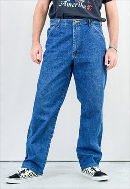Wide leg jeans vintage Y2K skate pants blue denim trousers 