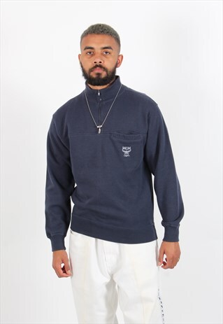 VINTAGE MCM 1/4 ZIP SWEATSHIRT BLUE