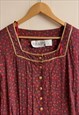 VINTAGE 70'S PLAZA SOUTH FESTIVE FLORAL PRINT DRESS  