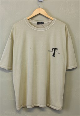 Vintage Tember Land Oversized T Shirt Sage Green With Print