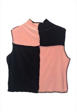 Upcycled silk touch tank top - Pink & Black