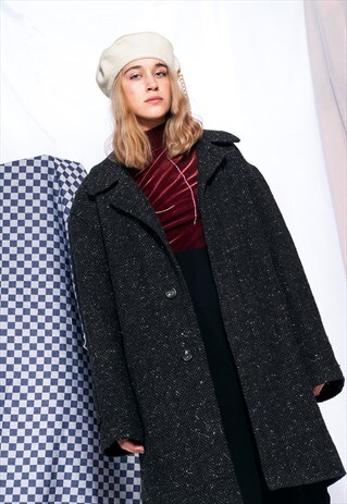 VINTAGE WINTER COAT 90S NOISY GRUNGE MINIMALIST WOOL COAT