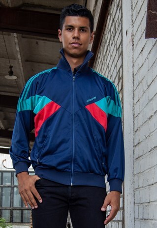 VINTAGE RETRO BLUE RED ADIDAS ORIGINALS JACKET