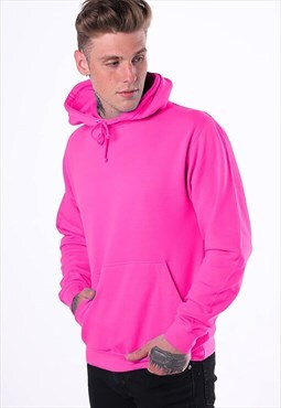 54 Floral Essential Blank Pullover Hoody - Neon Pink