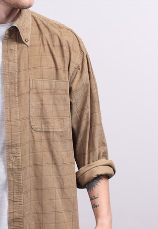 VINTAGE CORDUROY CORD SHIRT BROWN