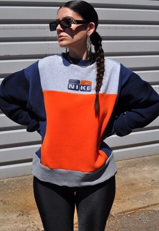 Y2K vintage reworked Nike spell out fleece panel sweatshirt