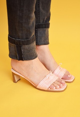 90'S RETRO WOVEN SYNTHETIC DEADSTOCK SANDALS HEELS