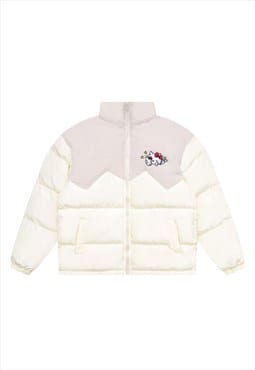 Color block bomber jacket contrast stitching fleece puffer