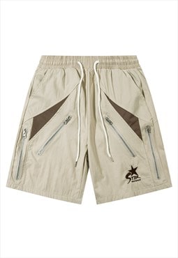 Utility board shorts gorpcore cropped pants in cream 